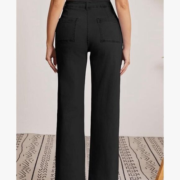 Ettelo Black high-waisted straight-leg trousers - Picture 7 of 8